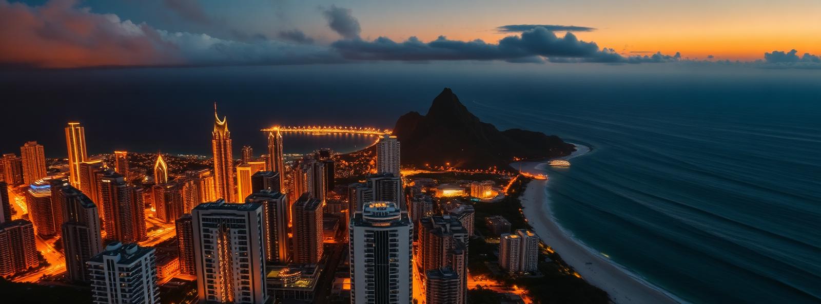 Aerial view of the Honolulu, Hawaii skyline at dusk, illustrating the metro area TactStack serves structural steel businesses in