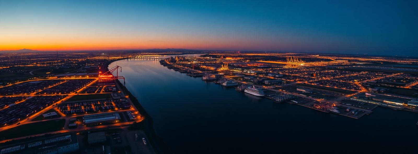 Aerial view of the Stockton, California skyline at dusk, illustrating the metro area TactStack serves restoration businesses in